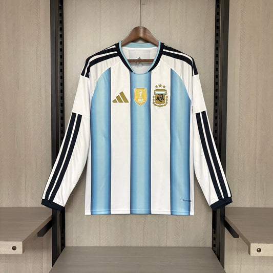 Camisa Manga Longa da Argentina Titular + "Patch de Campeão" 2026/2027